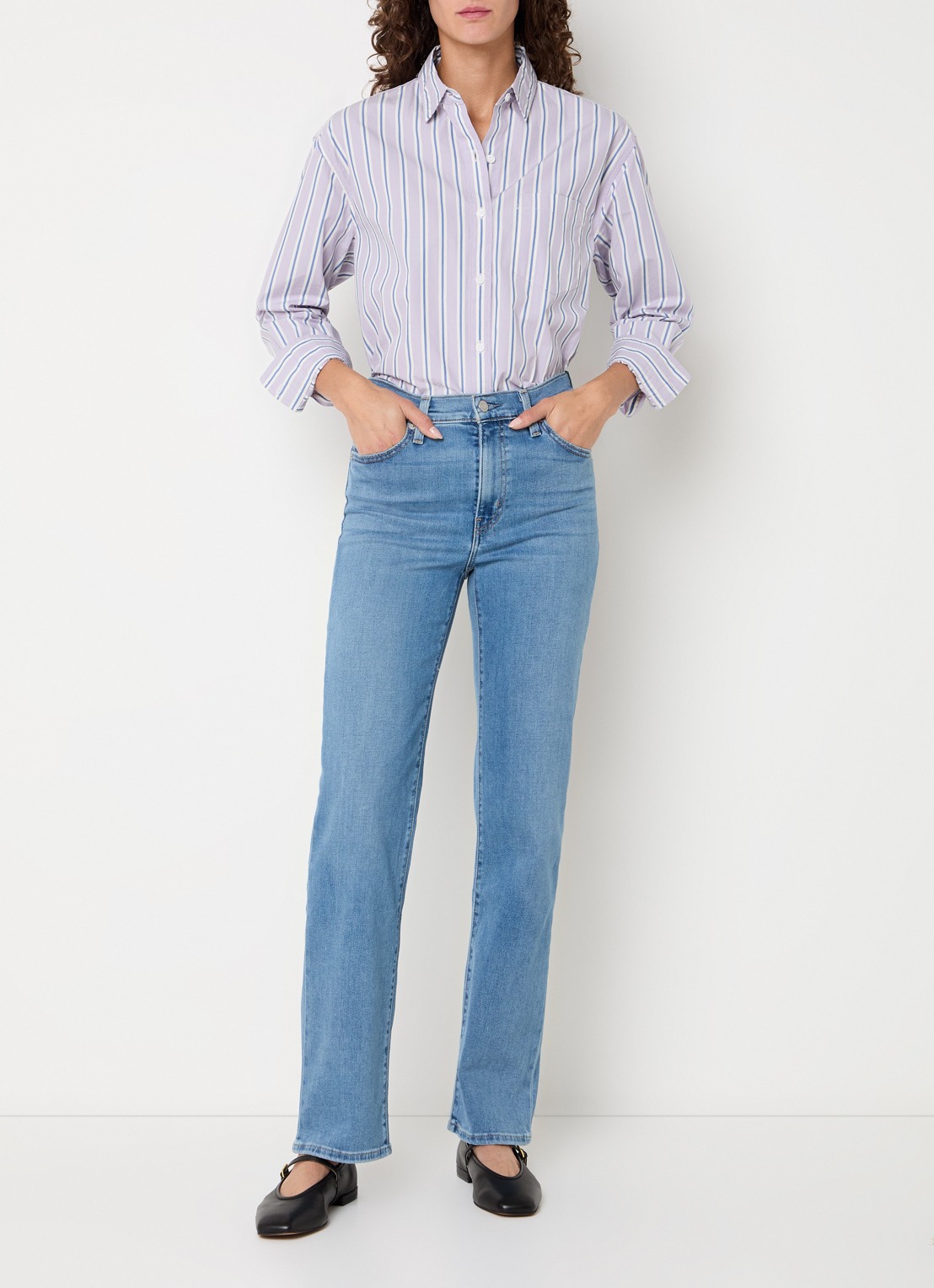 Levi's 723 high waist straight fit jeans met lichte wassing - voorkant 5 indigo