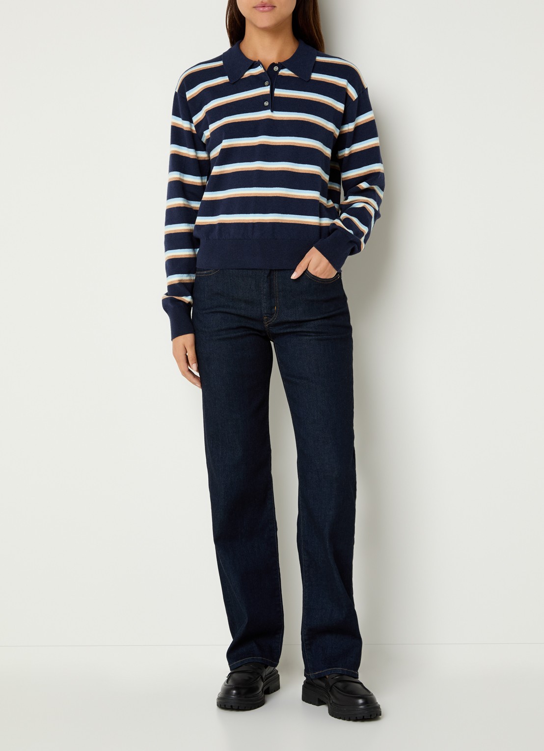 Levi's 723 high waist straight leg jeans met donkere wassing - voorkant 5 indigo