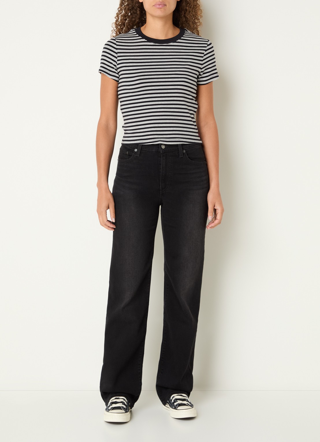 Levi's 723 mid waist bootcut jeans met gekleurde wassing - voorkant 2 zwart