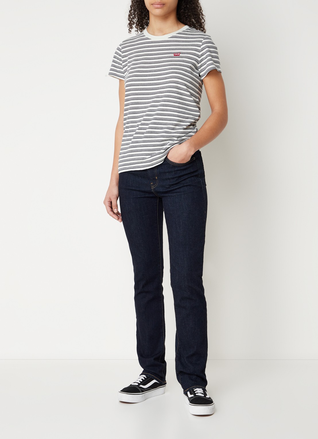 Levi's 724 high waist slim fit jeans met donkere wassing - voorkant 5 indigo