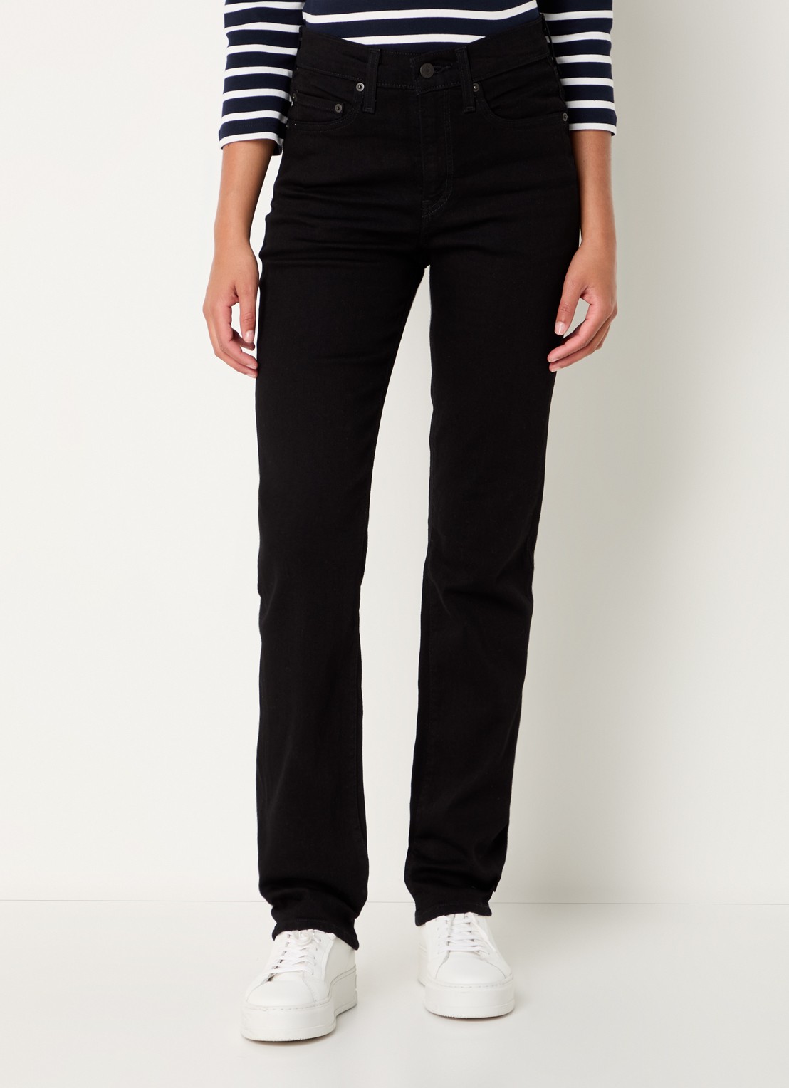 Levi's 724 high waist slim fit jeans met gekleurde wassing - detail 4 zwart