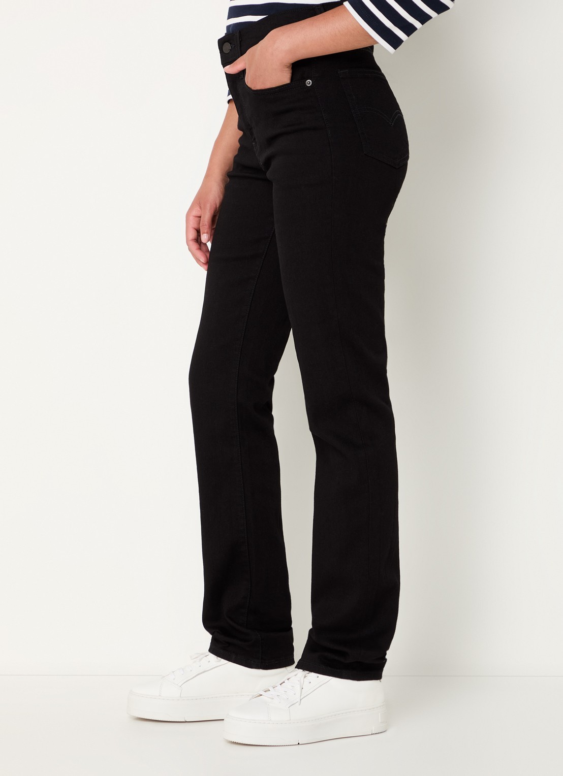 Levi's 724 high waist slim fit jeans met gekleurde wassing - detail 5 zwart