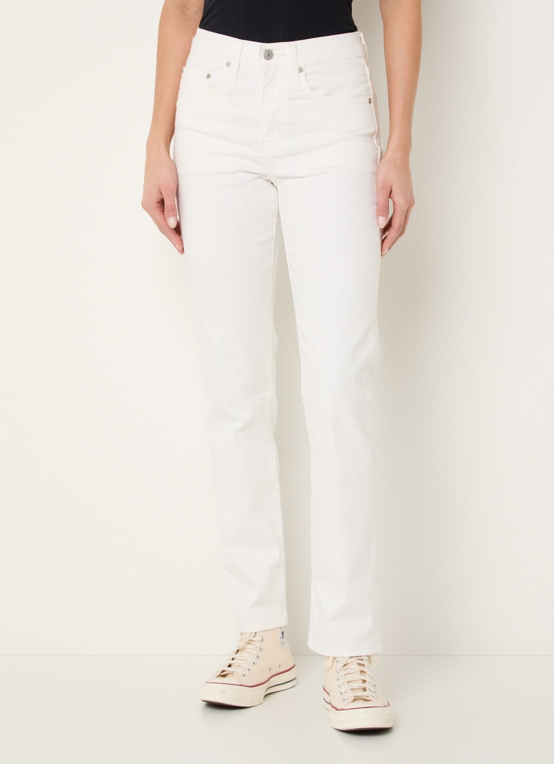 Levi's 724 Mid waist slim fit jeans met gekleurde wassing - detail 4 wit