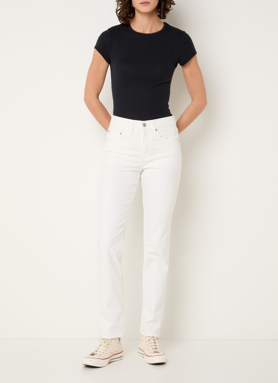 Levi's 724 Mid waist slim fit jeans met gekleurde wassing - voorkant 2 wit