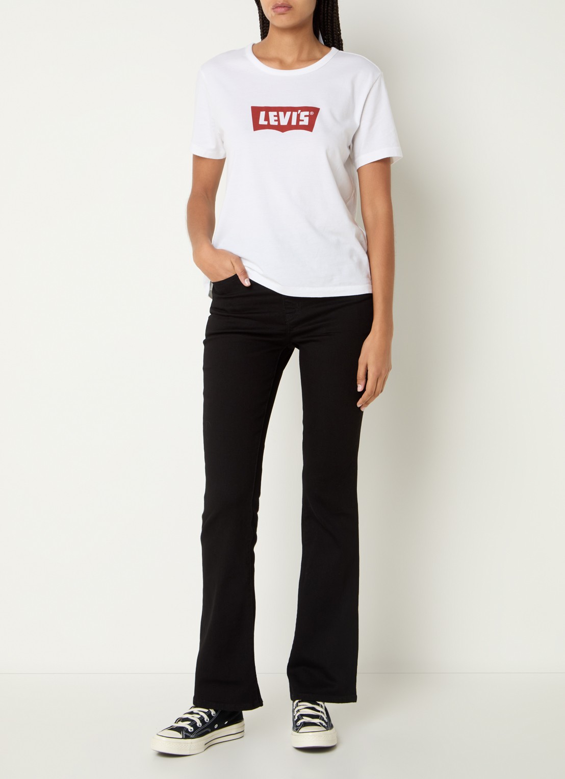 Levi's 725 high waist bootcut jeans met gekleurde wassing - voorkant 2 zwart