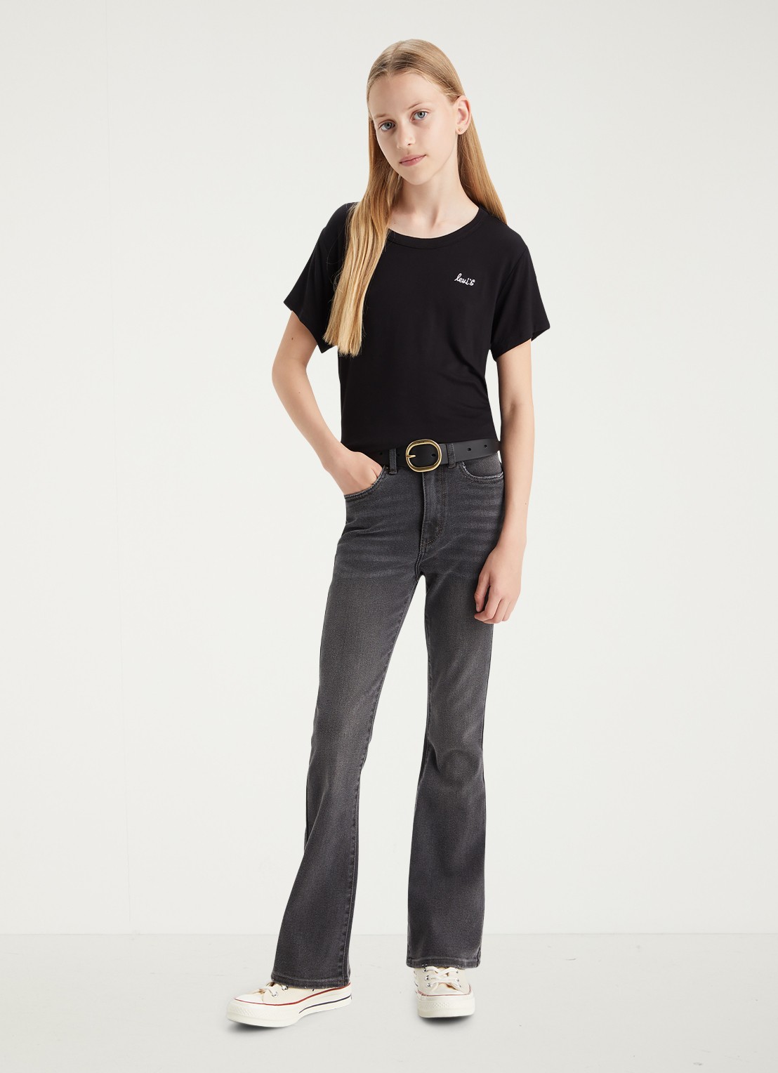 Levi's 726 high rise flared jeans met stretch - voorkant 2 zwart