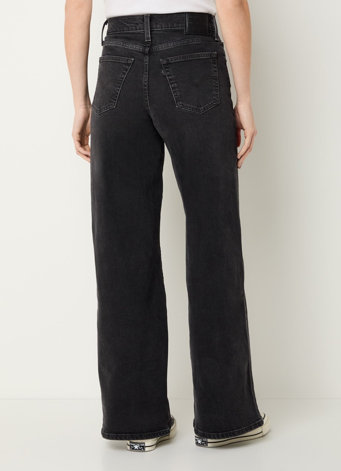 Levi's 728 high waist wide leg jeans met gekleurde wassing - achterkant 5 zwart