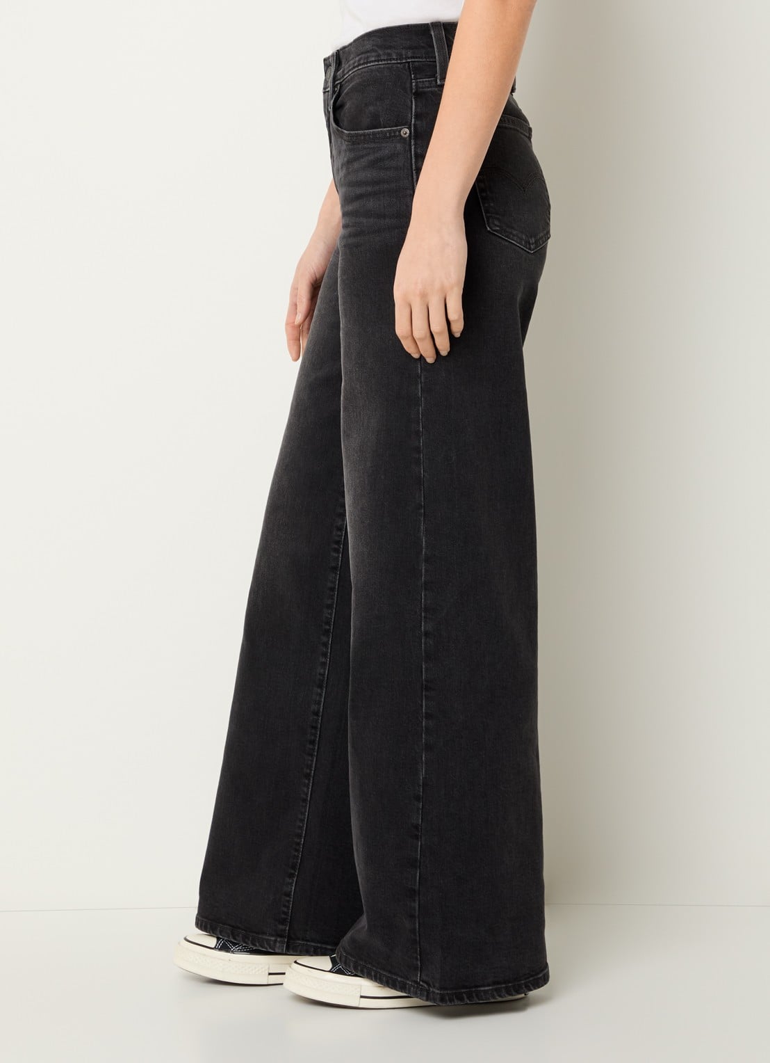 Levi's 728 high waist wide leg jeans met gekleurde wassing - detail 4 zwart