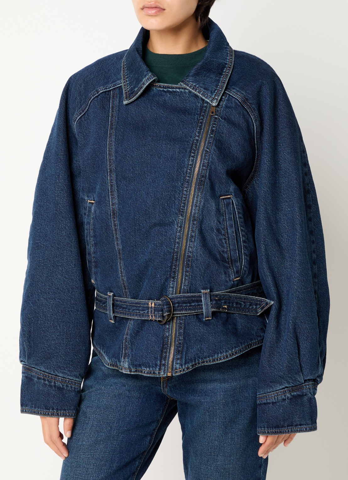 Levi's 80's spijkerjas met asymmetrische zoom en ceintuur - detail 2 indigo