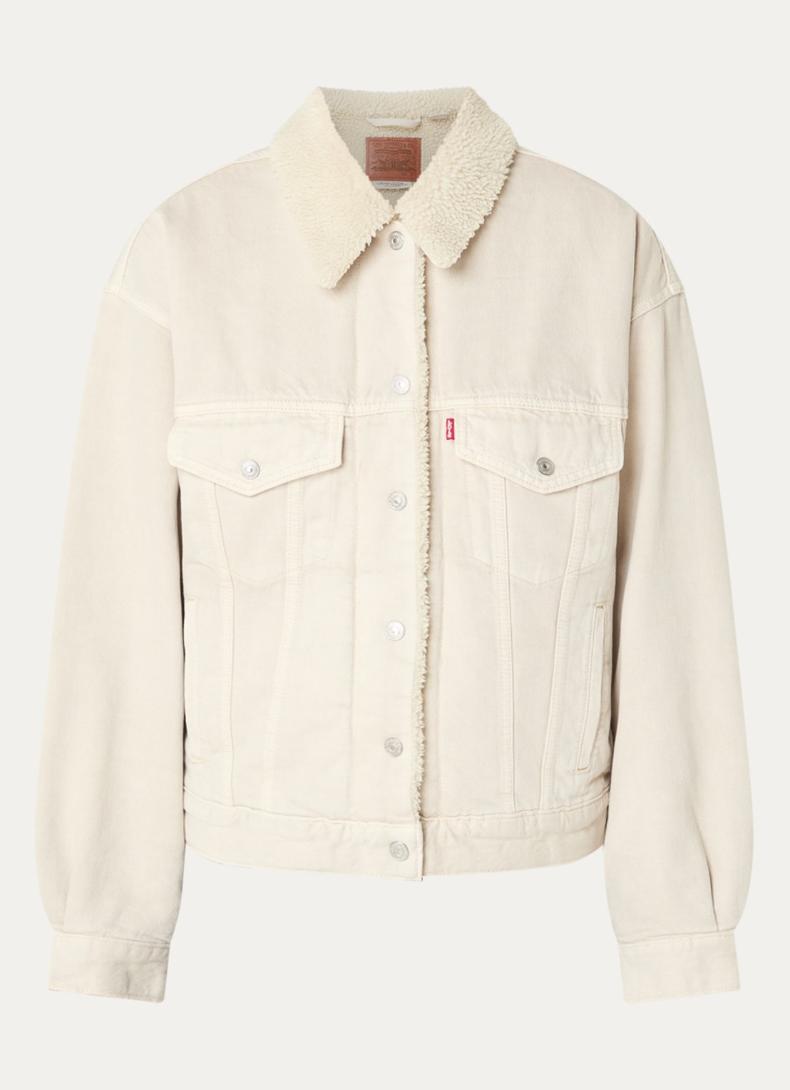 Levi's 90s Sherpa Trucker spijkerjas met teddy voering en steekzakken - voorkant 3 creme