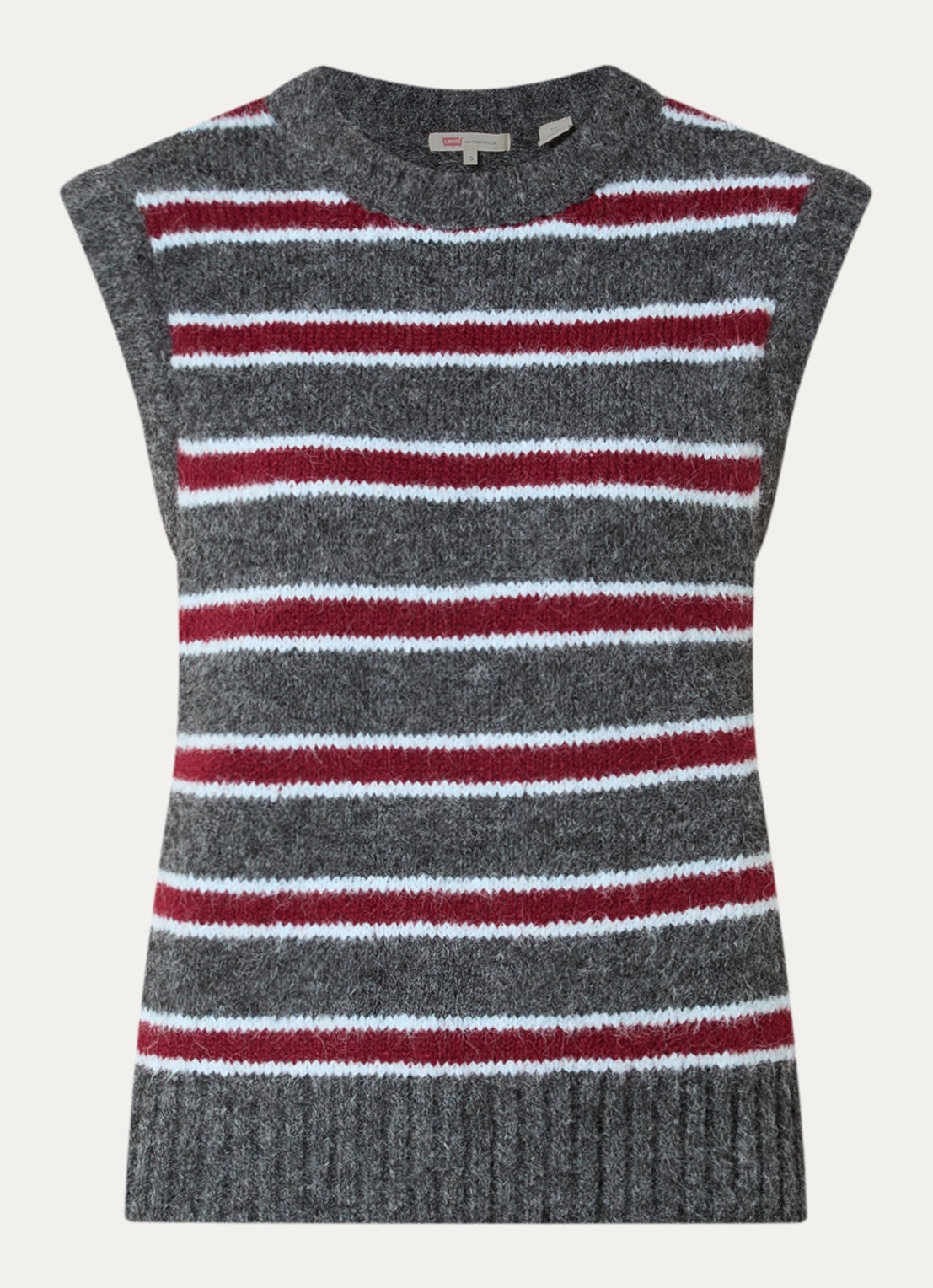 Levi's Alice spencer in wolblend met streepprint - voorkant 2 donkergrijs