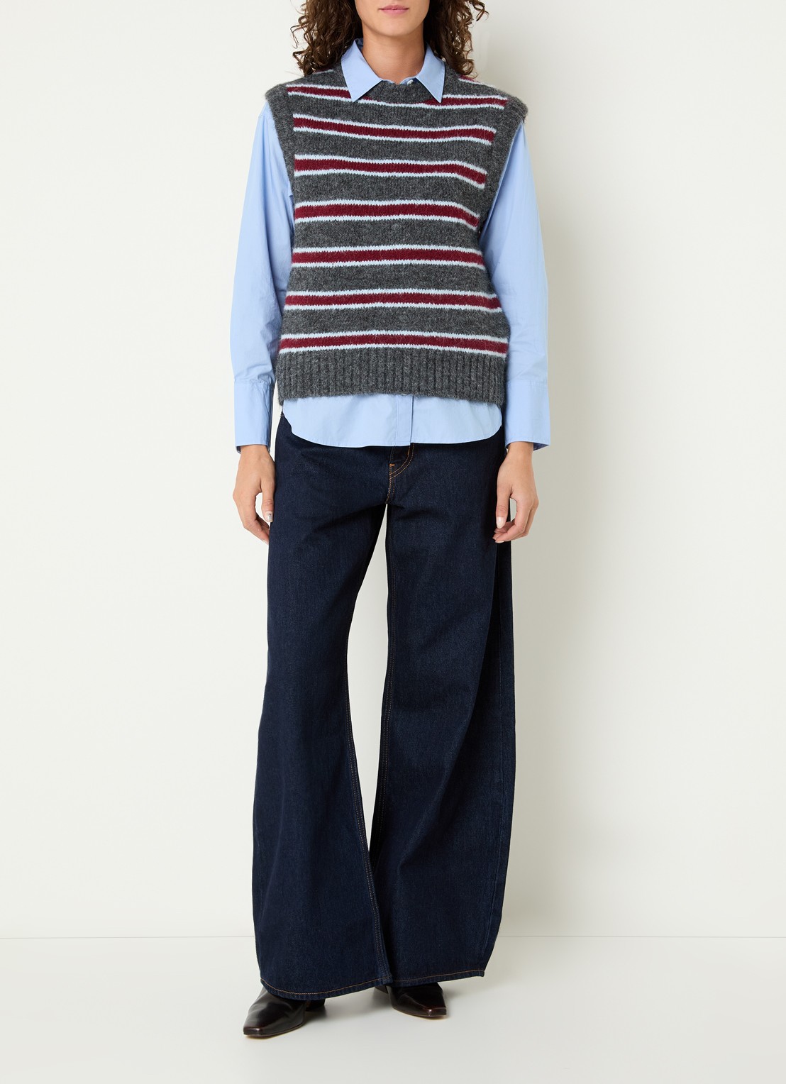 Levi's Alice spencer in wolblend met streepprint - voorkant 3 donkergrijs