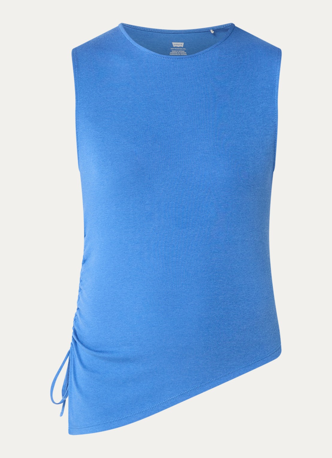 Levi's Alila mouwloze top met asymmetrisch detail en trekkoord - voorkant blauw