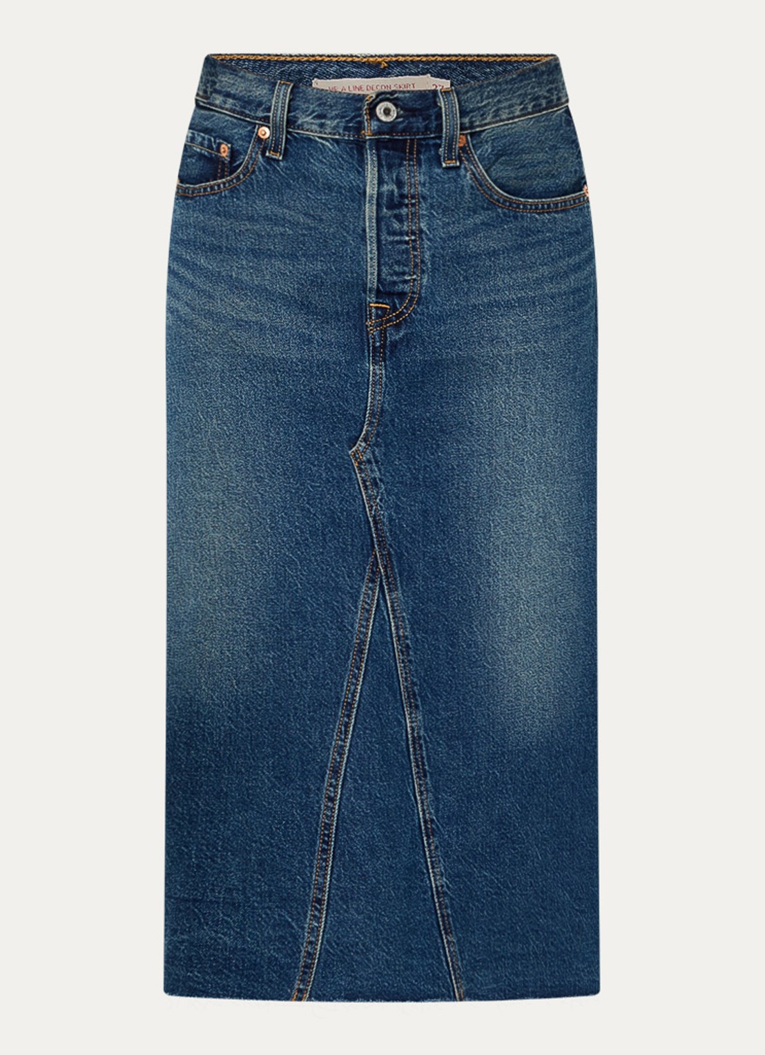 Levi's Aline midi spijkerrok met steekzakken - voorkant 2 indigo