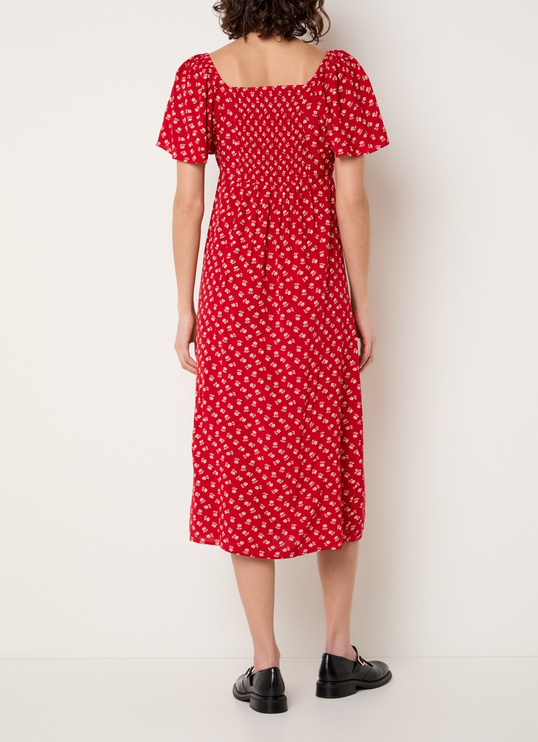 Levi's Amara midi jurk met split en print - achterkant 4 kersenrood