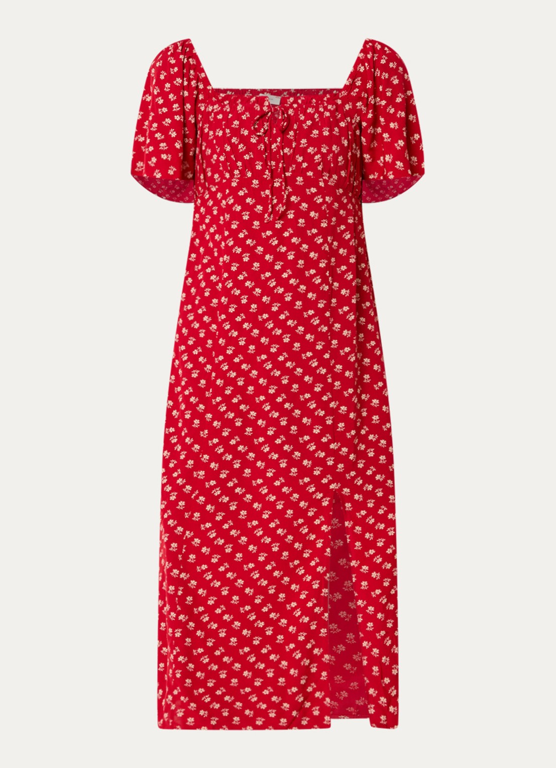 Levi's Amara midi jurk met split en print - voorkant kersenrood