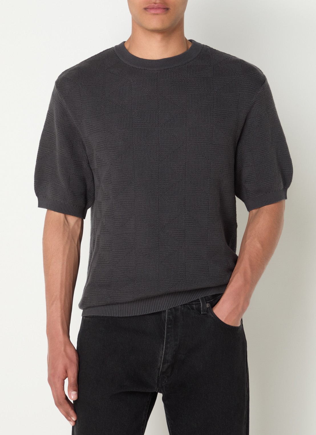 Levi's Ani grofgebreide pullover met ingebreid patroon - detail 4 antraciet