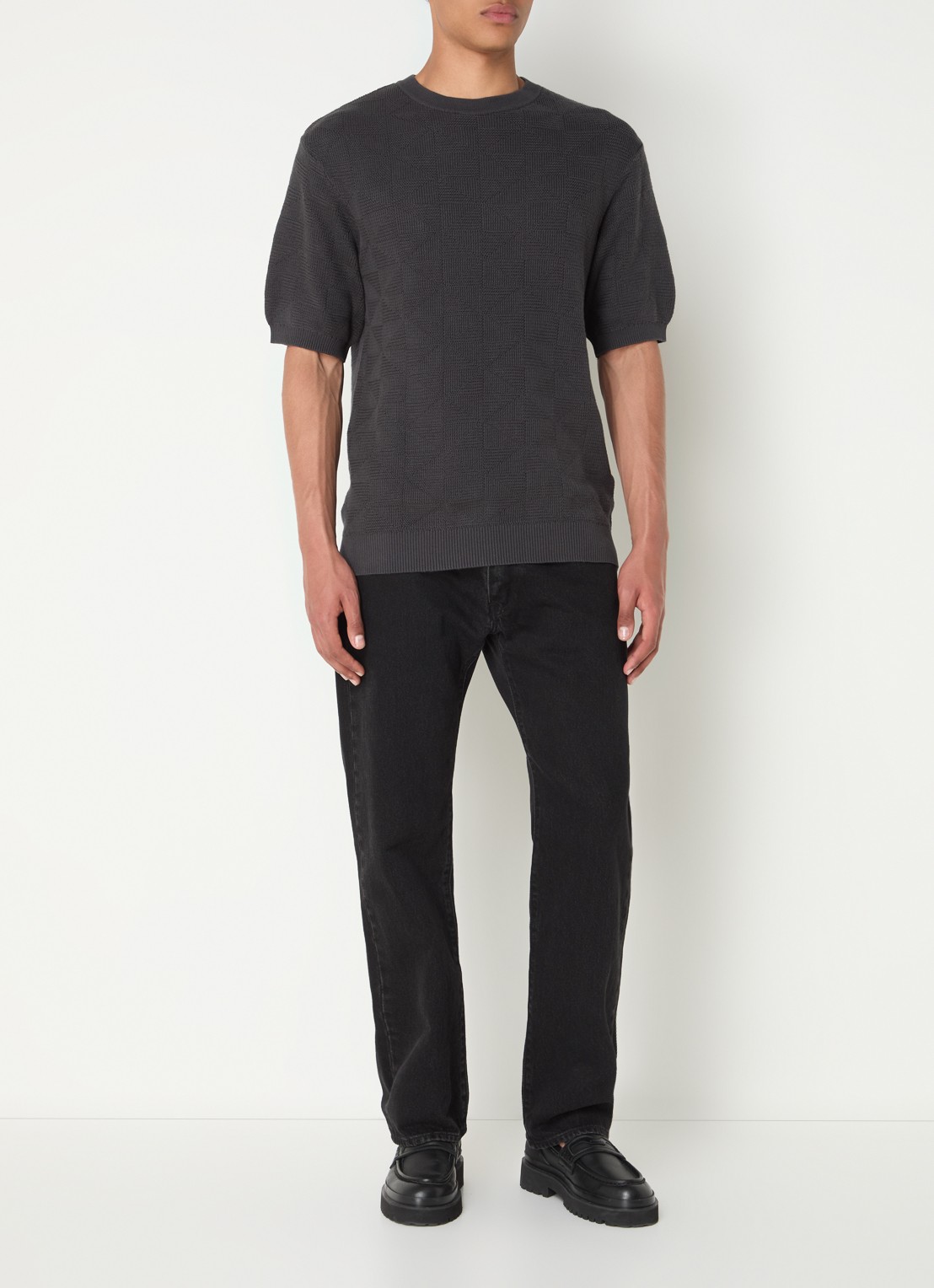 Levi's Ani grofgebreide pullover met ingebreid patroon - voorkant 2 antraciet