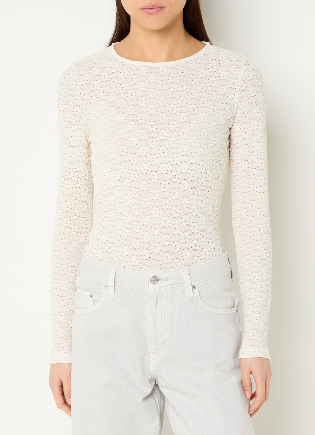 Levi's Anika semi-transparante top met opengewerkt dessin - detail 4 creme