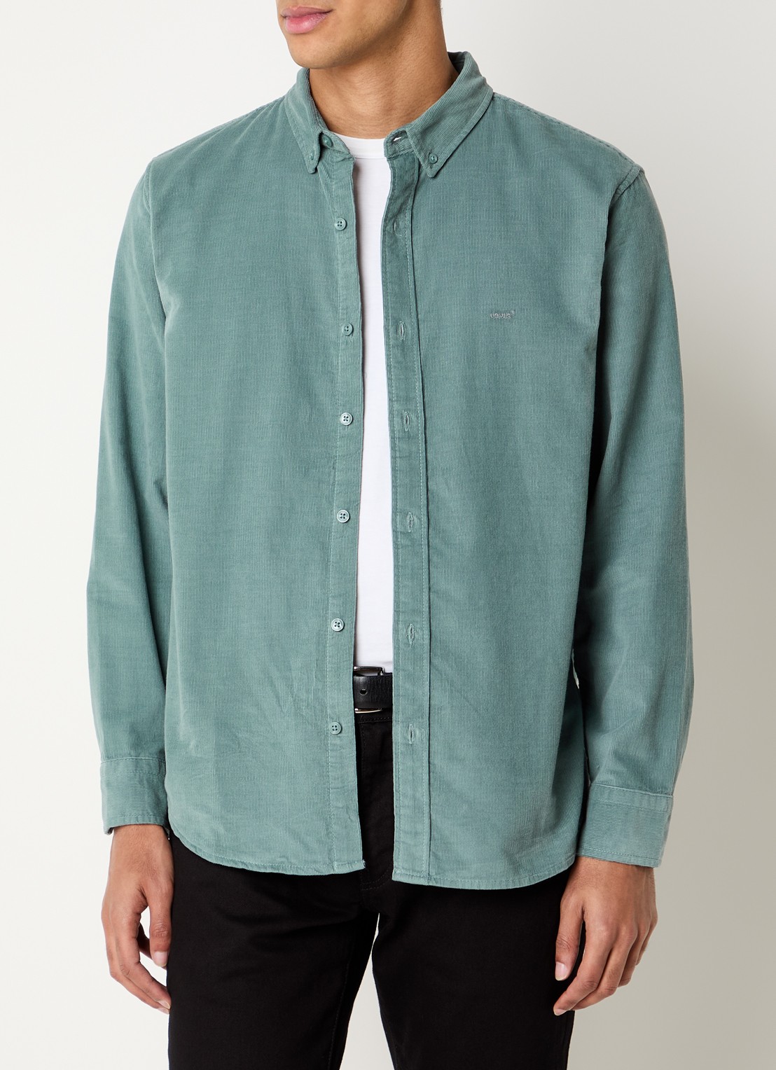 Levi's Authentic comfort fit overhemd van corduroy met logoborduring - detail 4 blauwgrijs
