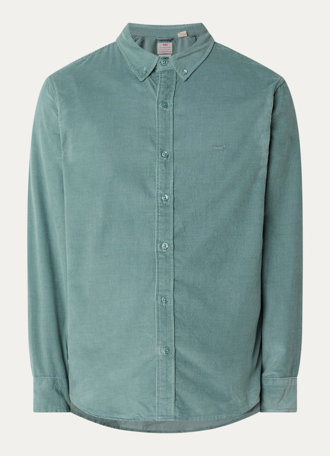 Levi's Authentic comfort fit overhemd van corduroy met logoborduring - voorkant 2 blauwgrijs