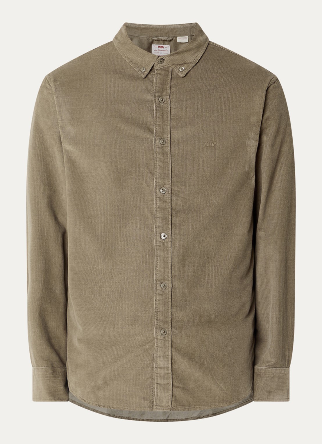 Levi's Authentic comfort fit overhemd van corduroy met logoborduring - voorkant 2 lichtbruin
