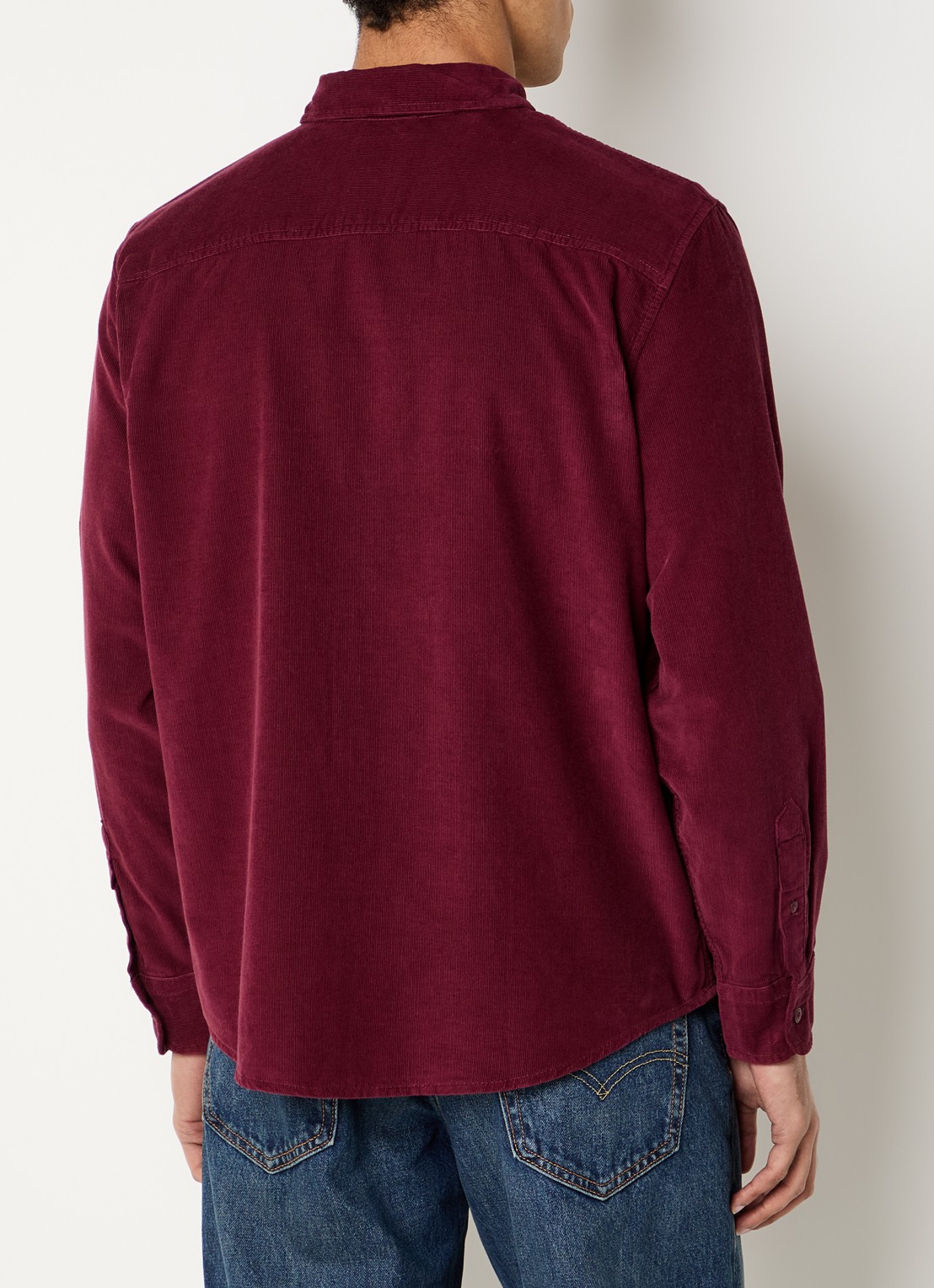 Levi's Authentic comfort fit overhemd van corduroy met logoborduring - achterkant aubergine