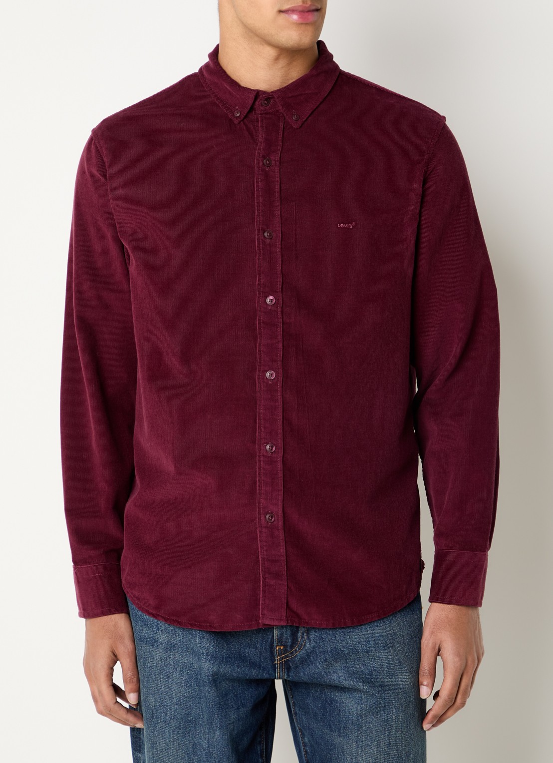 Levi's Authentic comfort fit overhemd van corduroy met logoborduring - detail 4 aubergine