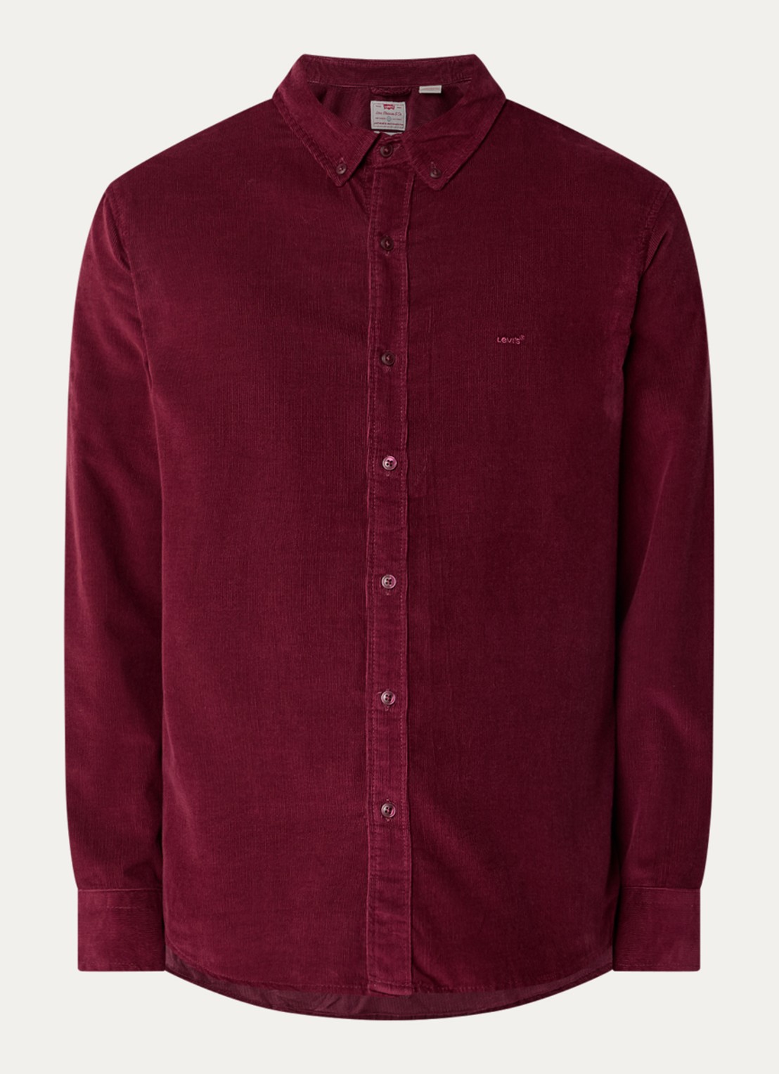 Levi's Authentic comfort fit overhemd van corduroy met logoborduring - voorkant 2 aubergine