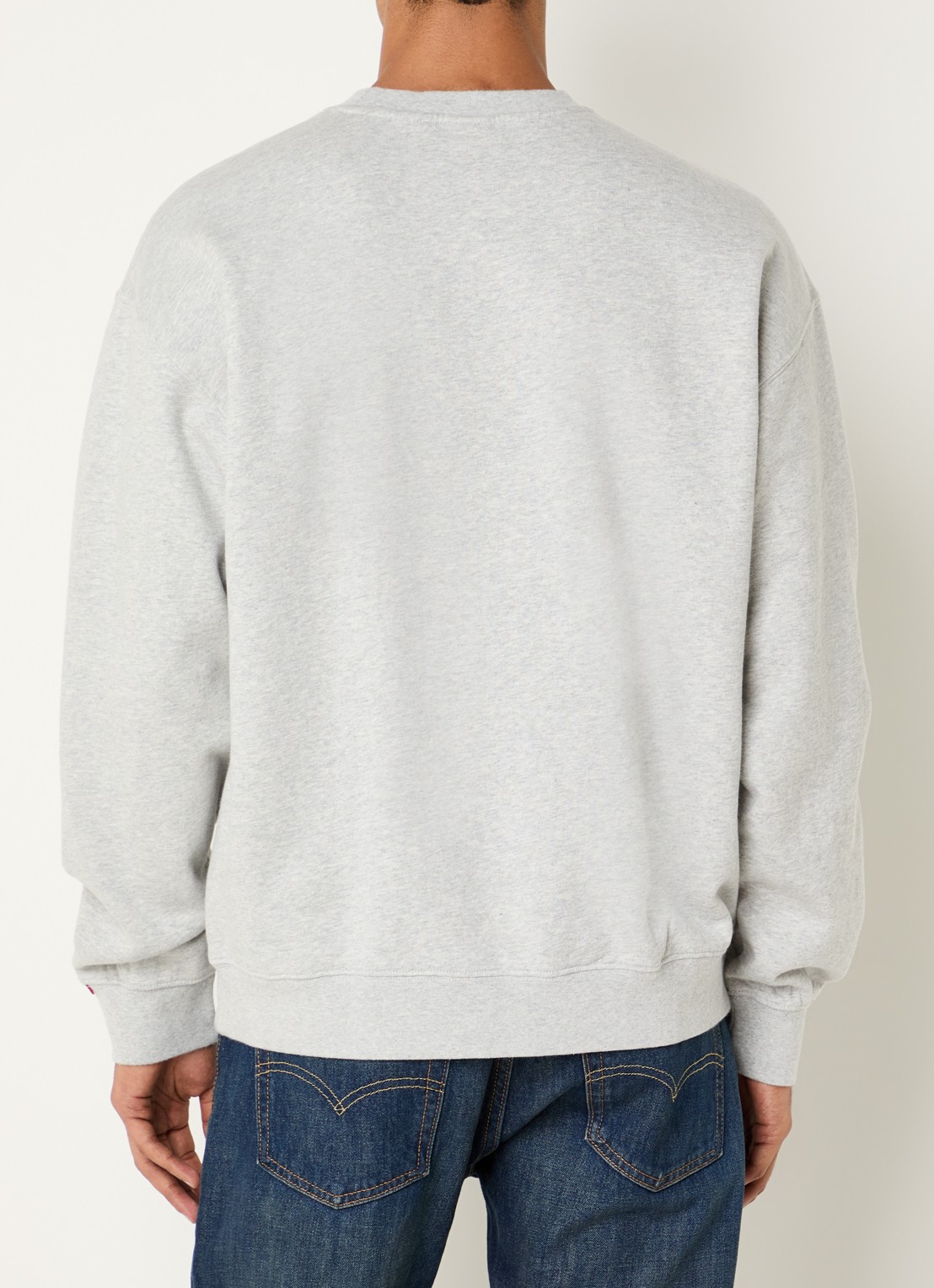 Levi's Authentic sweater met gemêleerd dessin en logoborduring - achterkant 3 grijsmele