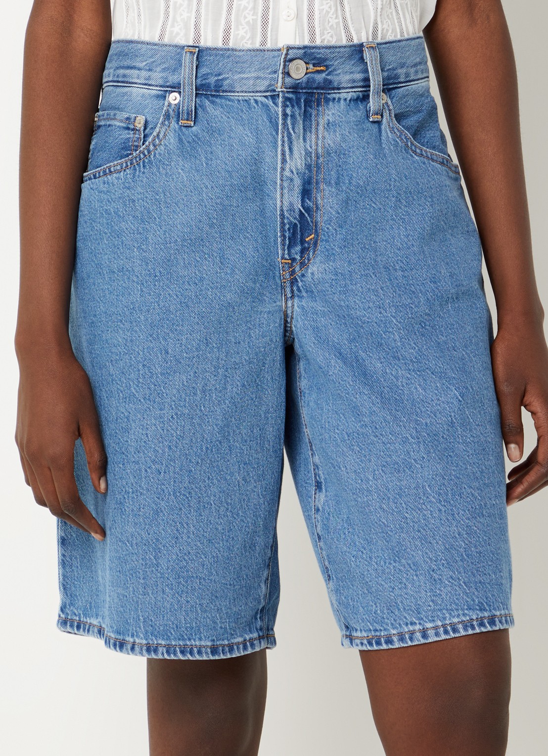Levi's Baggy Dad Jort high waist wide leg korte broek - detail 2 indigo