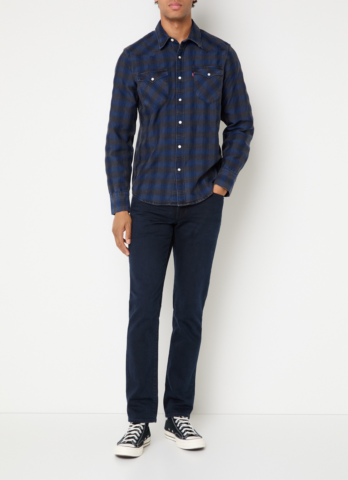 Levi's Barstow regular fit overhemd met borstzak - voorkant 4 donkerblauw