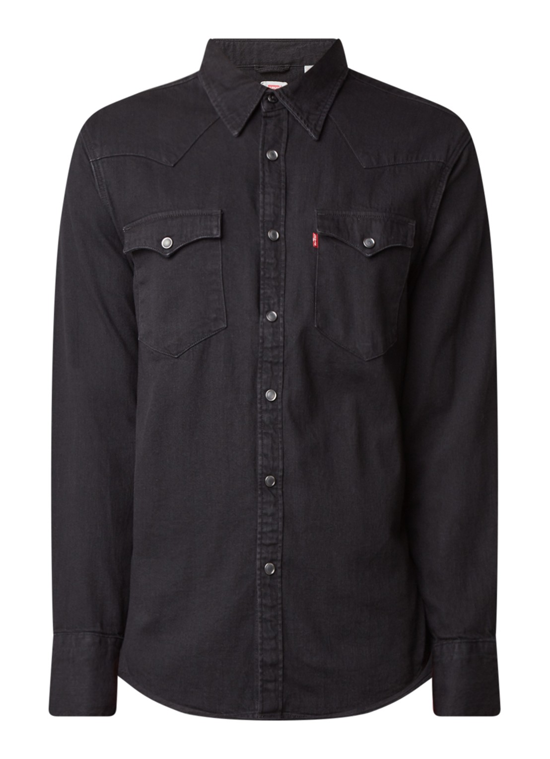 Levi's Barstow regular fit overhemd van denim met klepzakken - voorkant 3 zwart