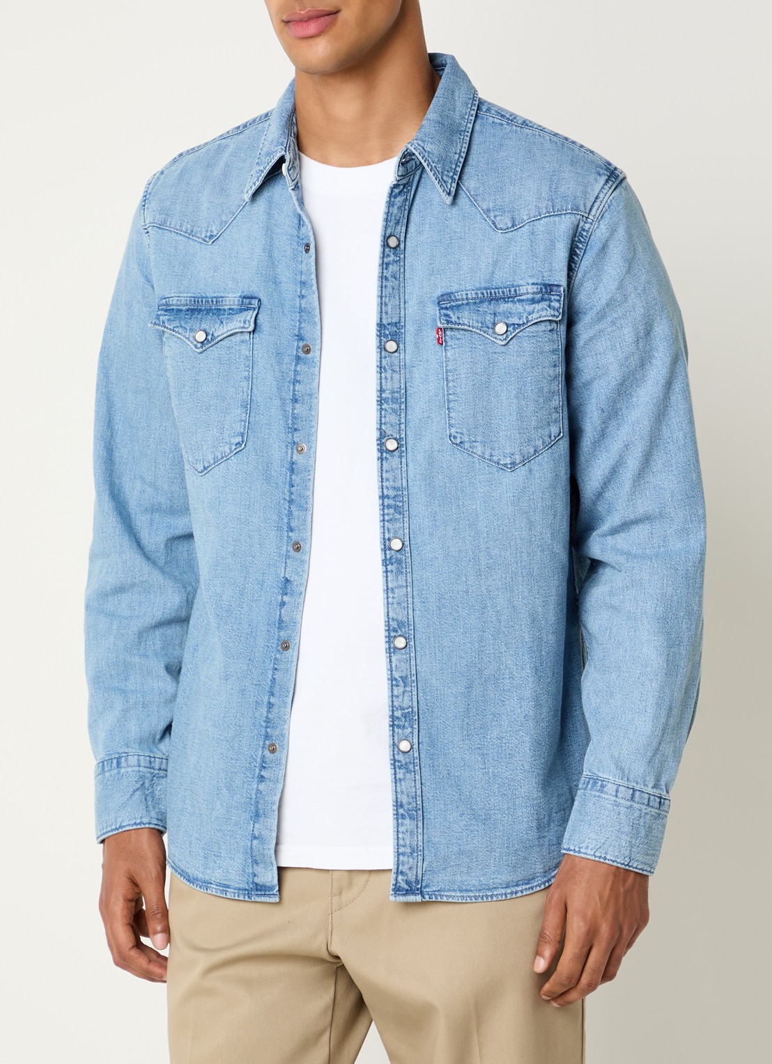 Levi's Barstow regular fit overshirt van denim met borstzakken - detail indigo