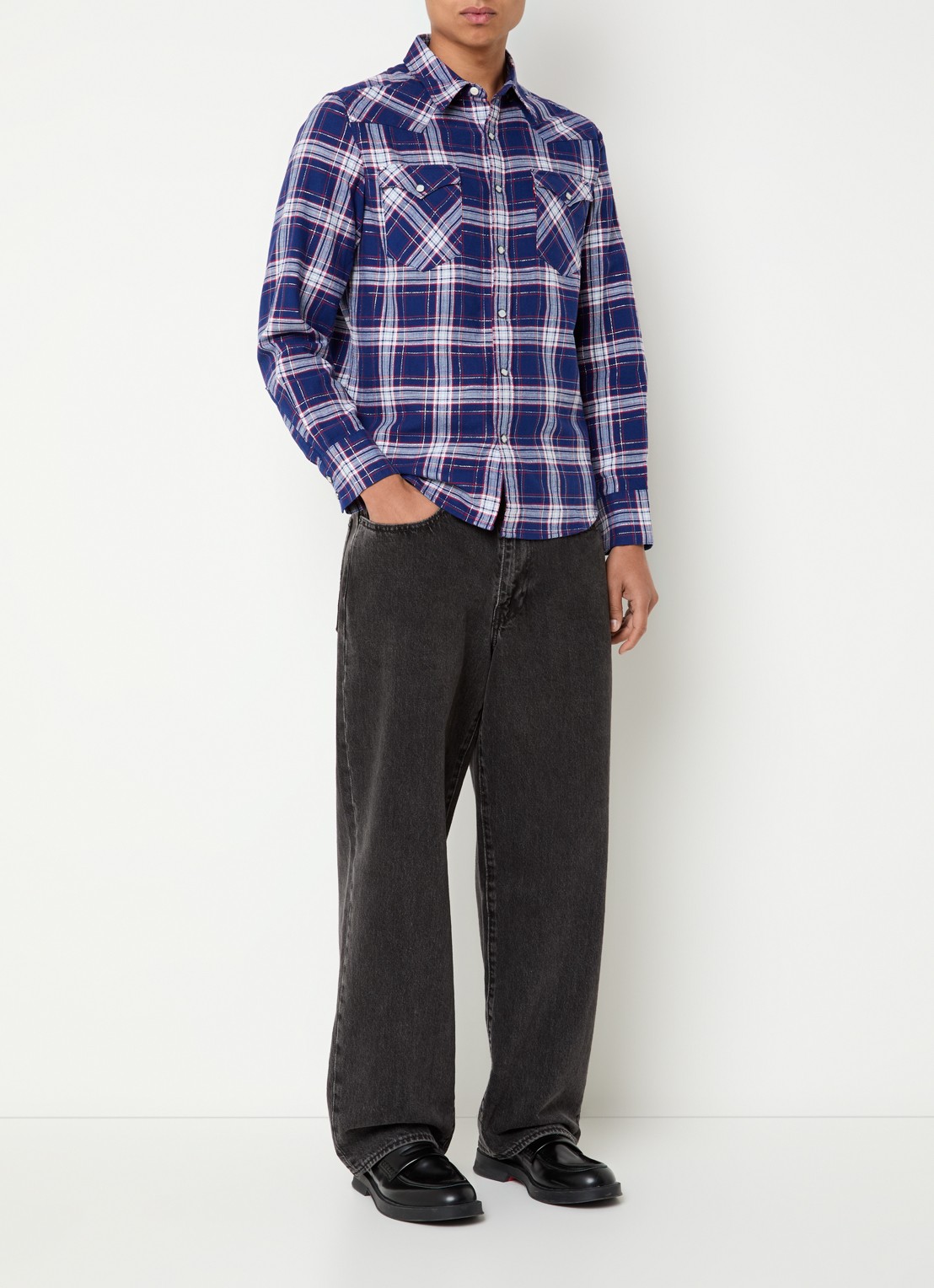 Levi's Barstow Western regular fit overhemd met ruitdessin - voorkant 3 blauw
