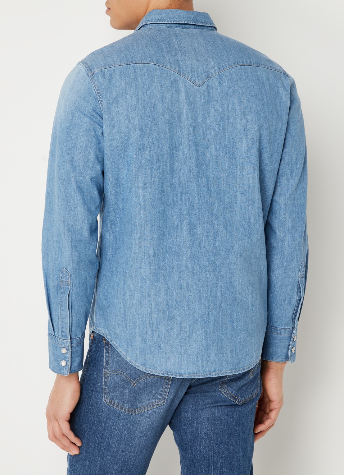 Levi's Barstow Western regular fit overhemd van chambray met stretch  - achterkant 4 indigo