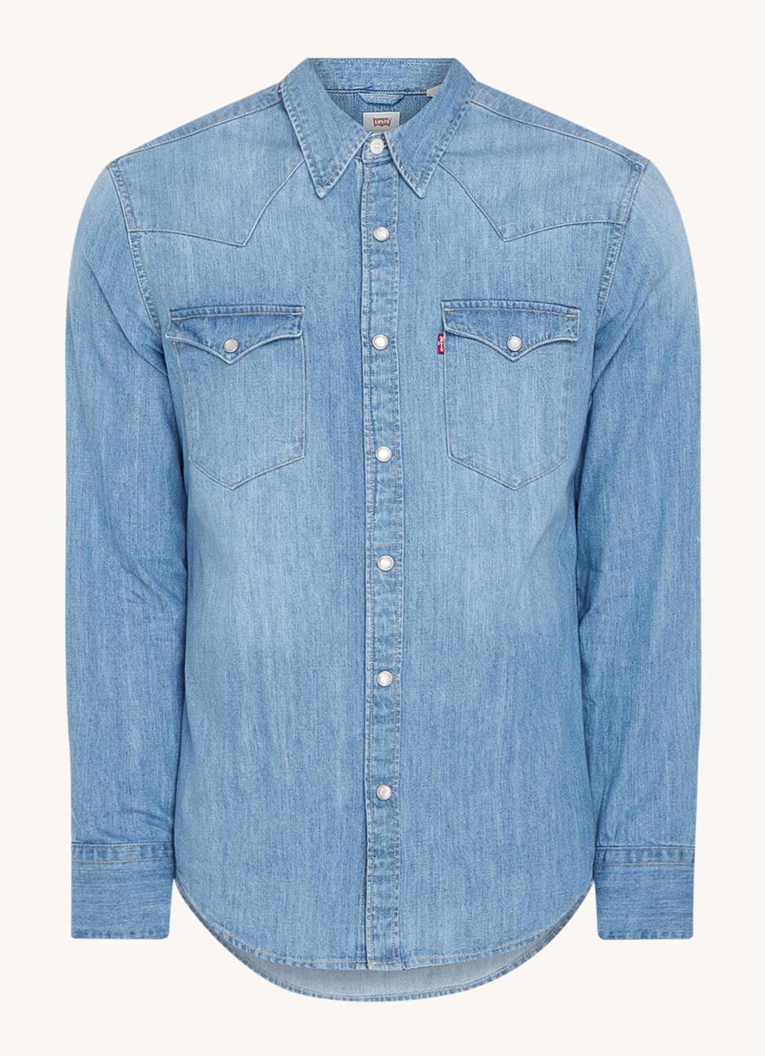 Levi's Barstow Western regular fit overhemd van chambray met stretch  - voorkant 2 indigo