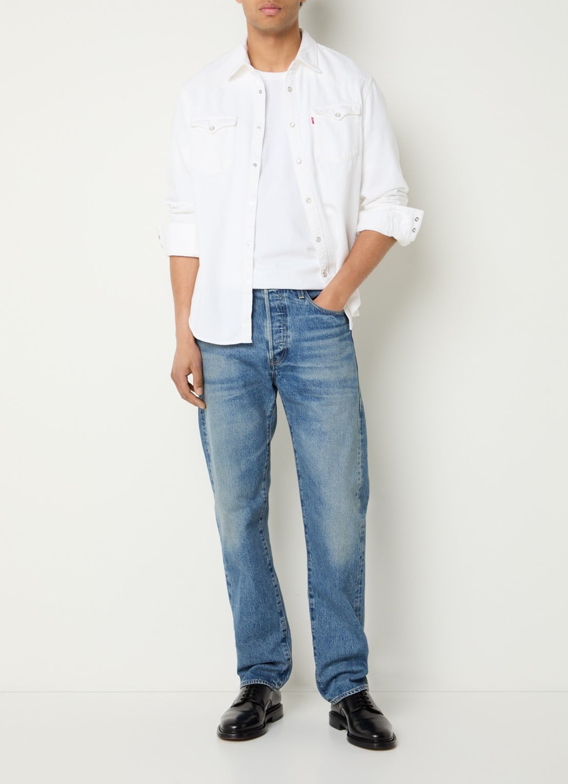 Levi's Barstow Western regular fit overshirt - voorkant 4 gebroken wit