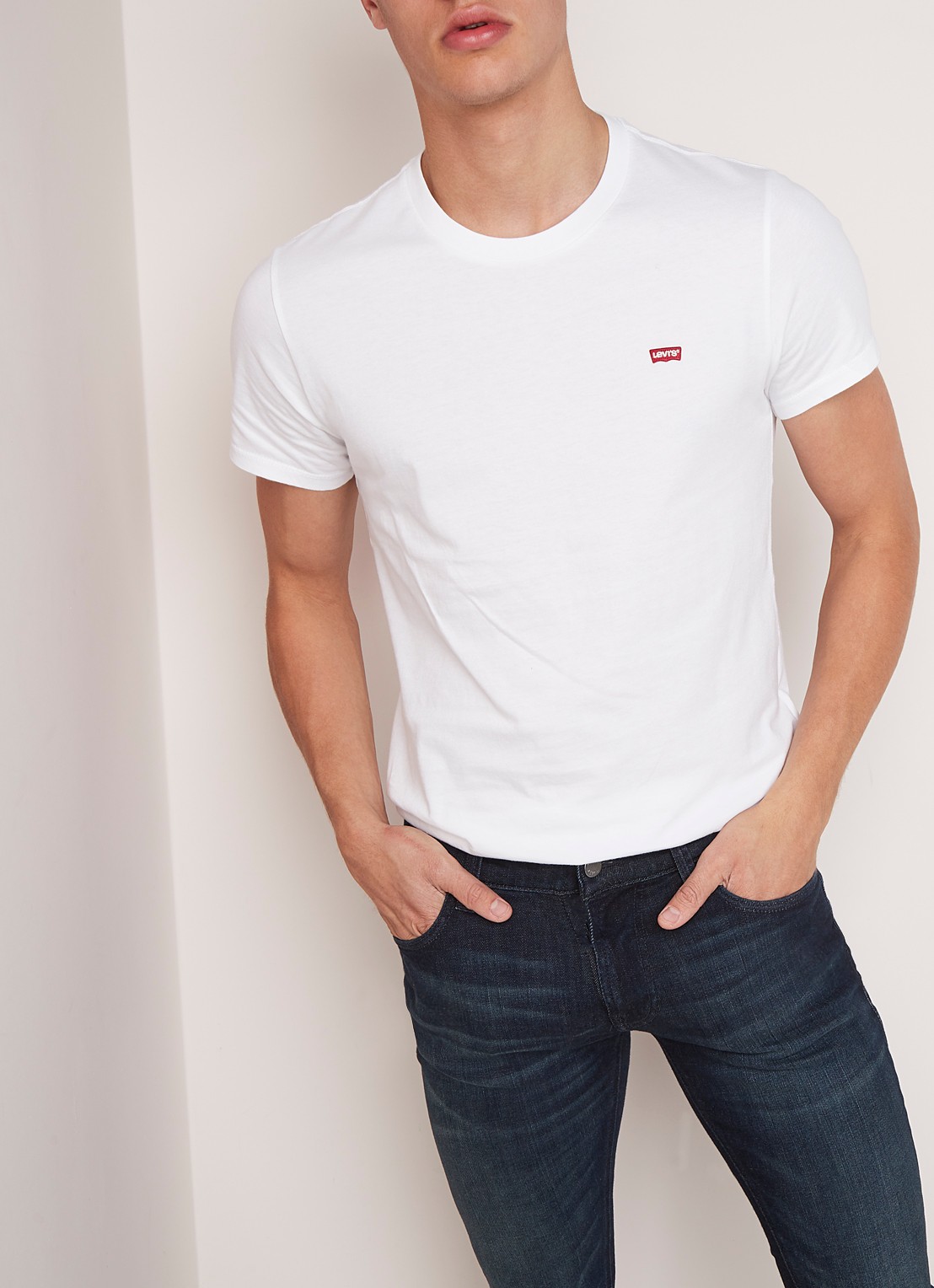 Levi's Basic T-shirt van katoen met logo - detail 4 wit