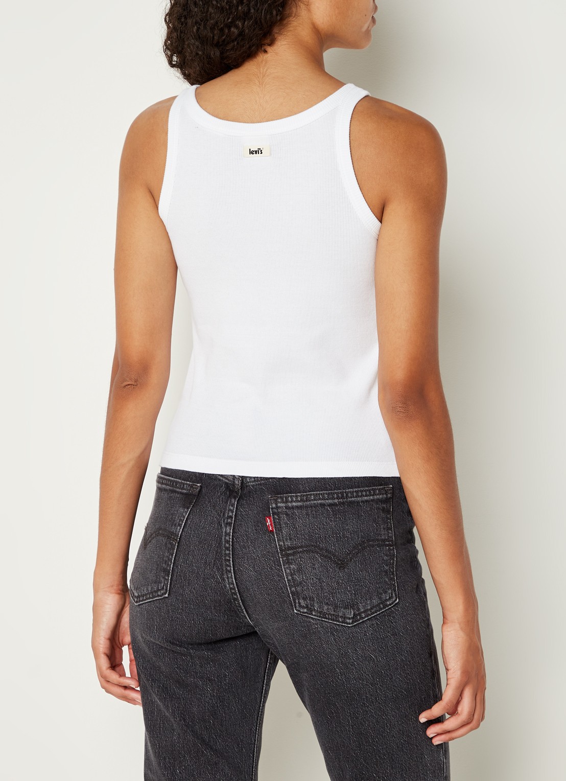 Levi's Basic tanktop met ribstructuur en ronde hals - achterkant 4 wit