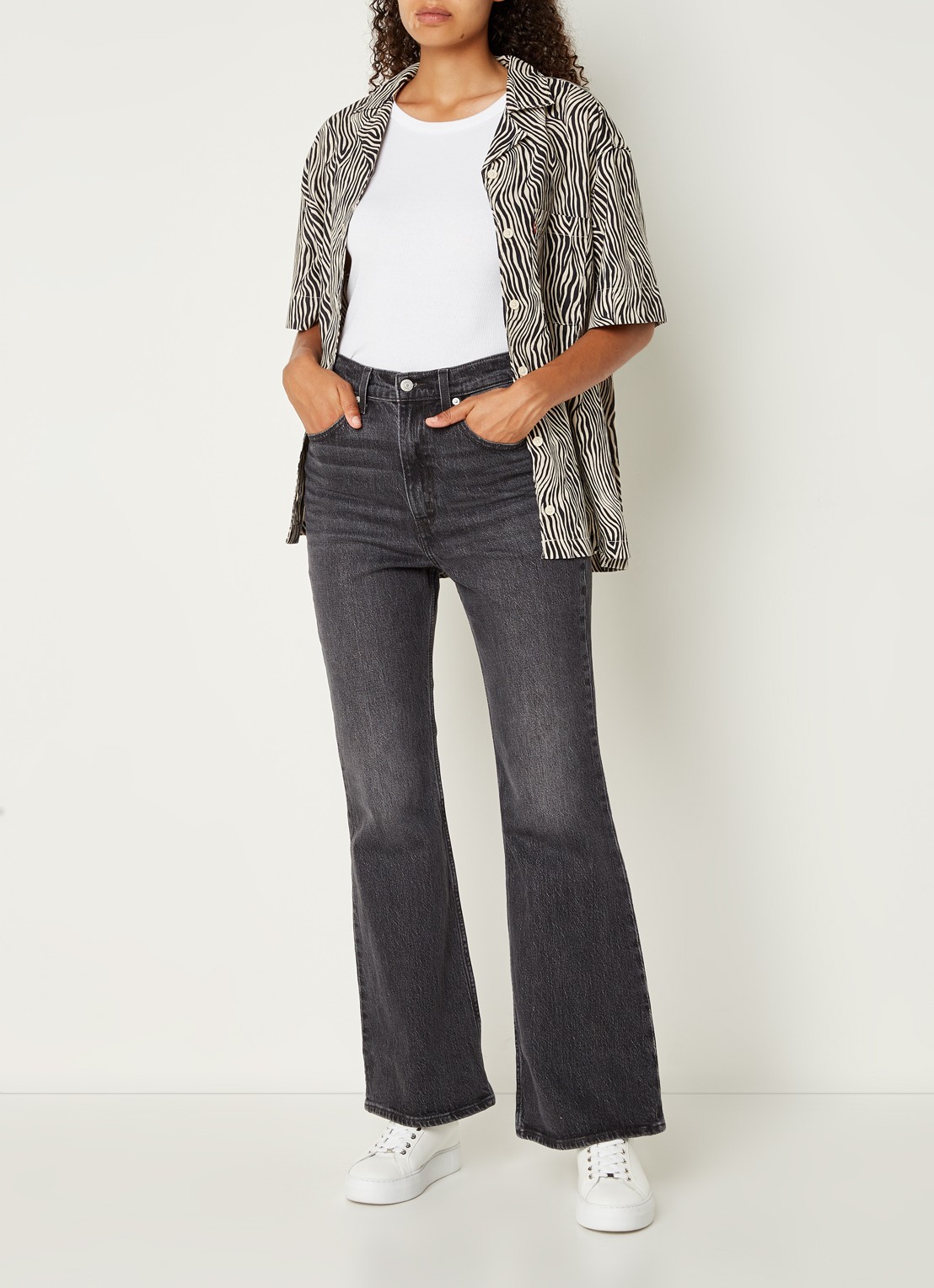 Levi's Basic tanktop met ribstructuur en ronde hals - voorkant 2 wit