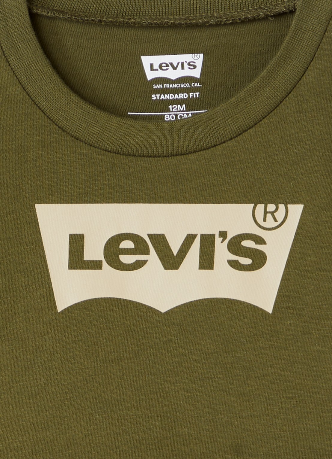 Levi's Batwing T-shirt met logo - detail olijfgroen