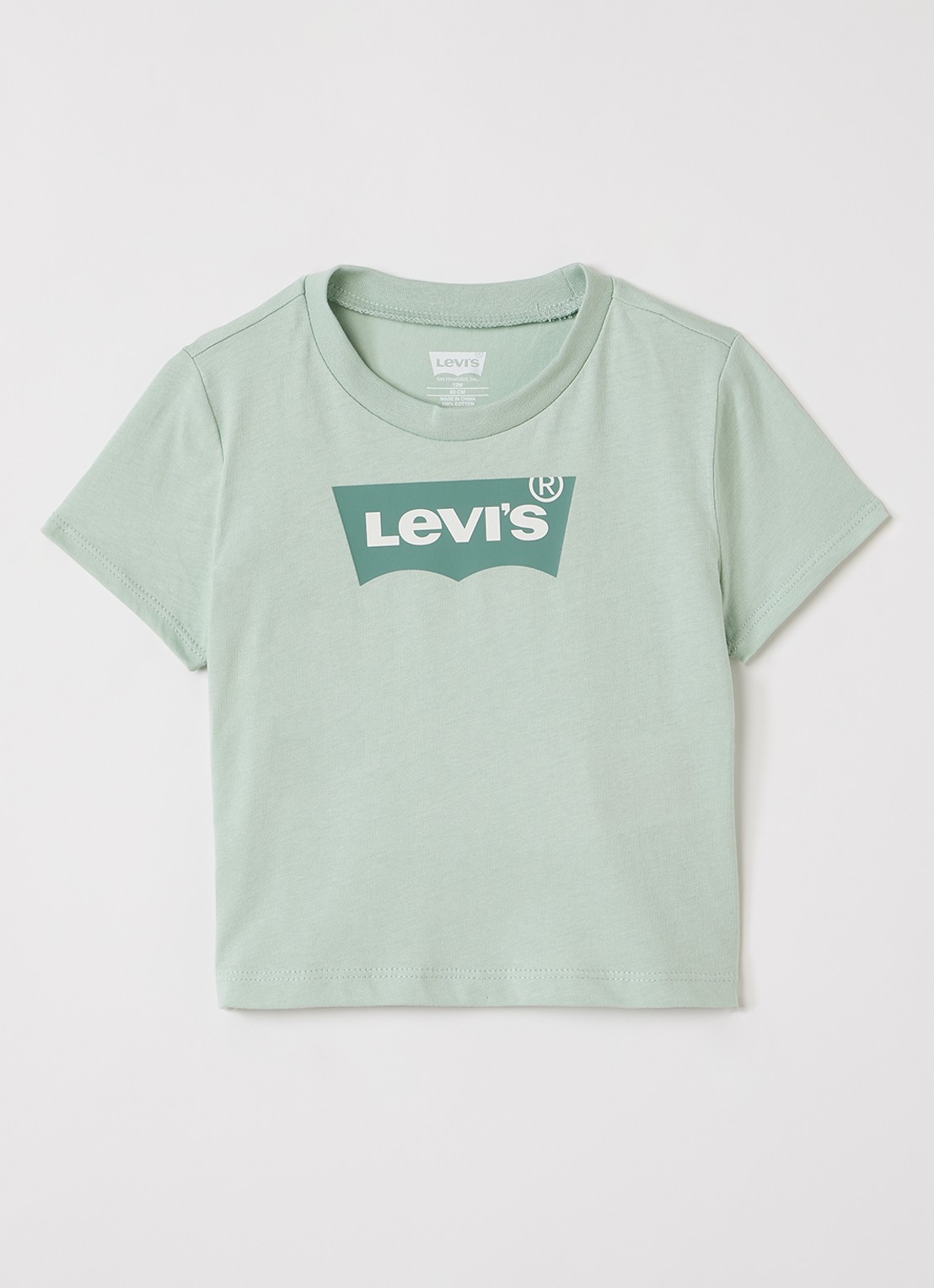 Levi's Batwing T-shirt met logoprint - voorkant lindegroen
