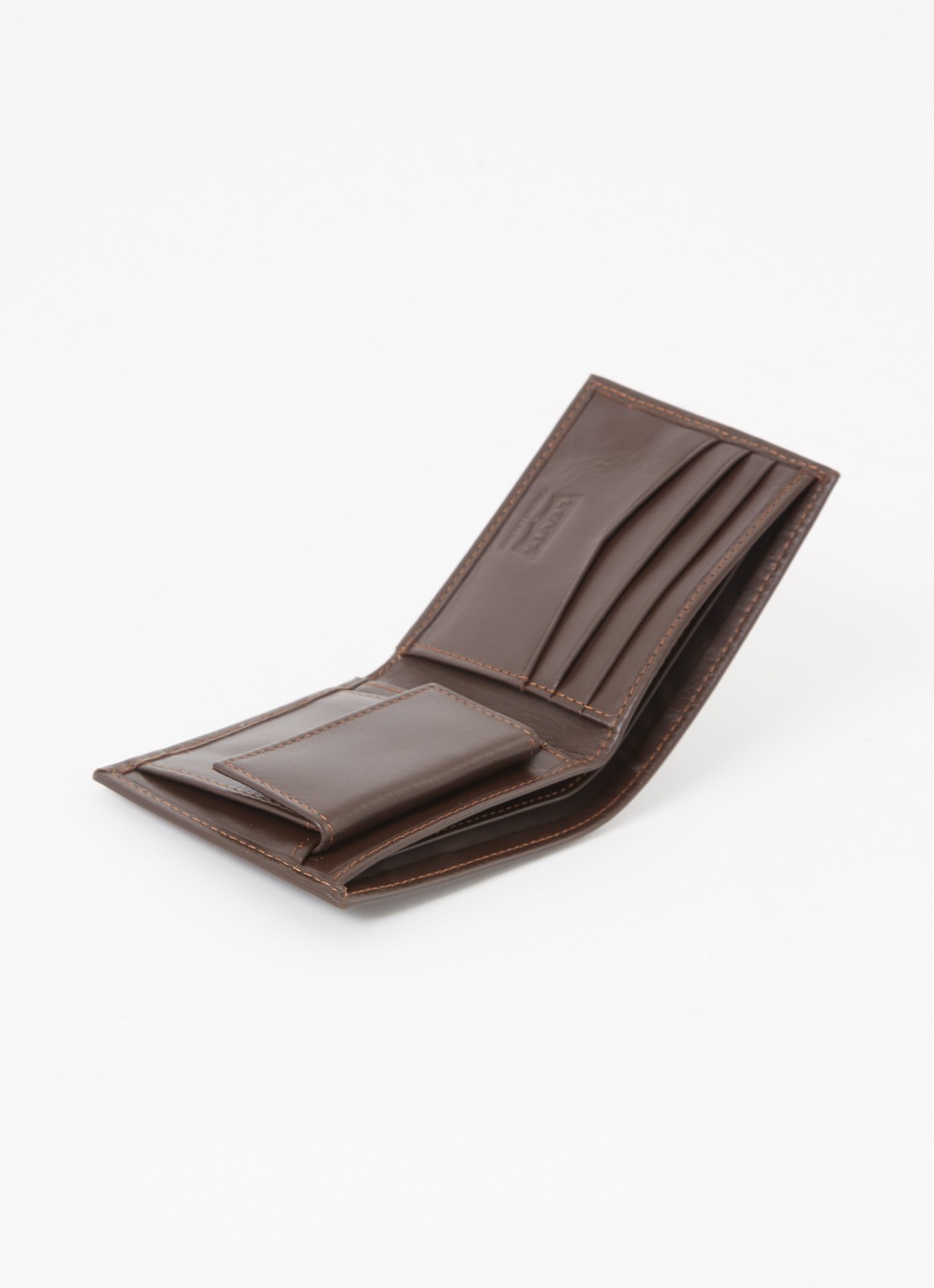 Levi's Bifold portemonnee van leer - detail naturel