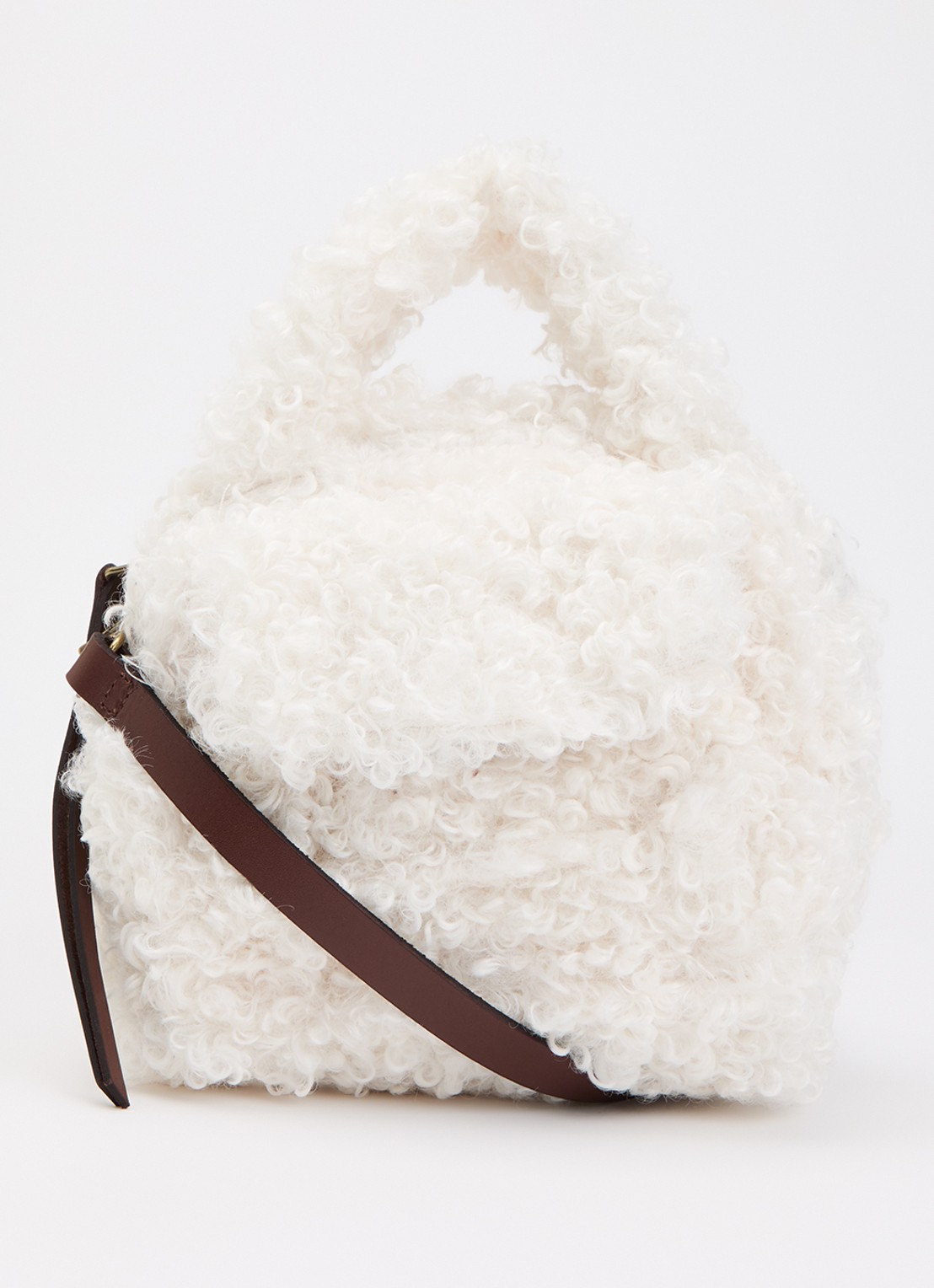 Levi's Blake Small handtas van teddy met afneembare schouderriem - voorkant wit