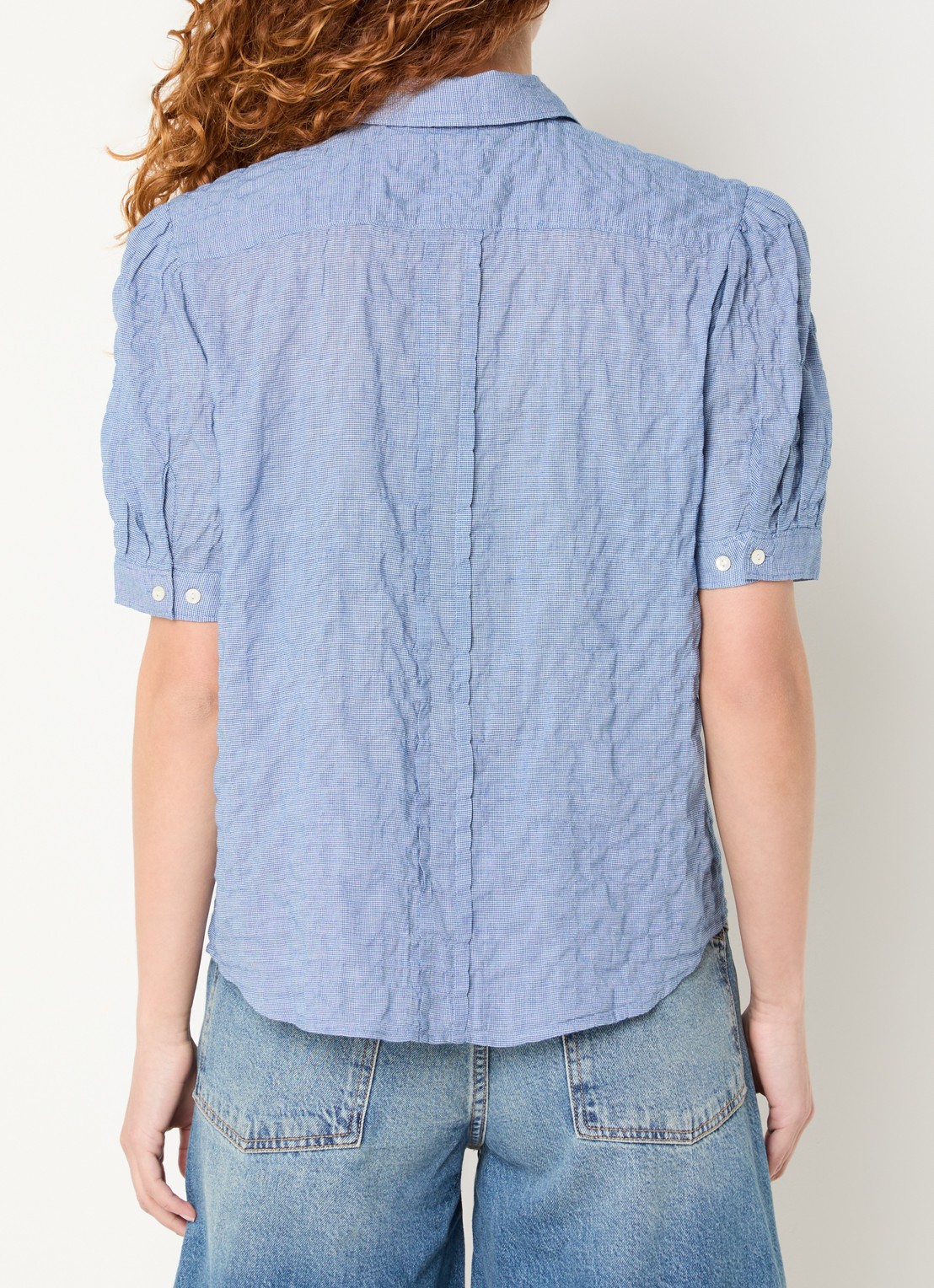 Levi's Blouse in zijdeblend met pied-de-poule dessin  - achterkant 4 staalblauw
