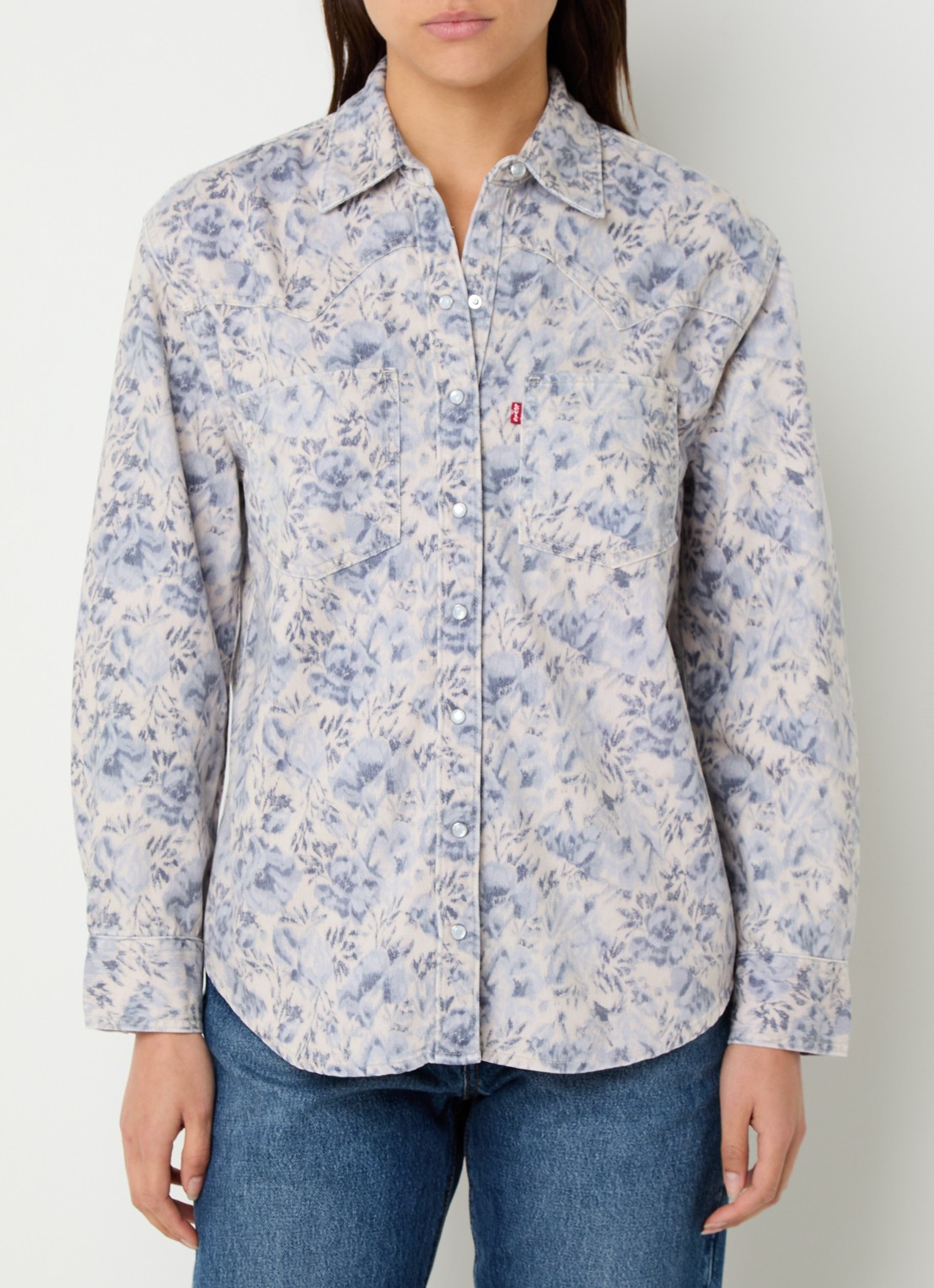 Levi's Blouse  met bloemenprint - detail 4 donkerblauw