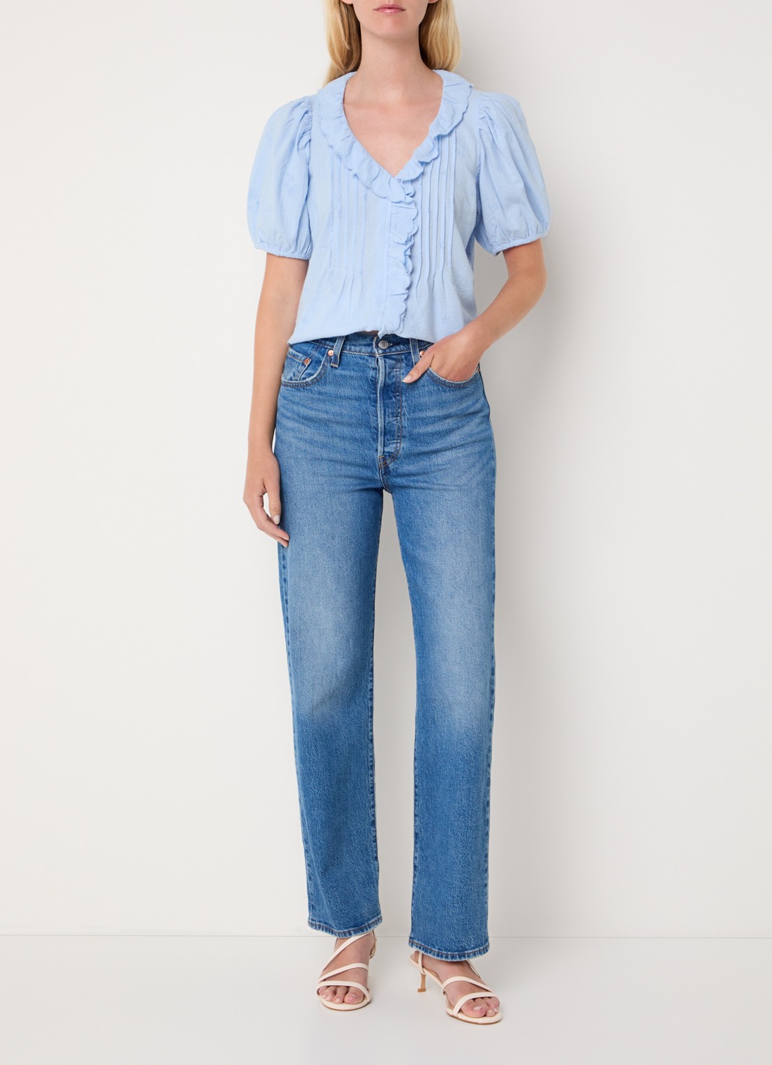 Levi's Blouse met ruches - voorkant 2 blauw
