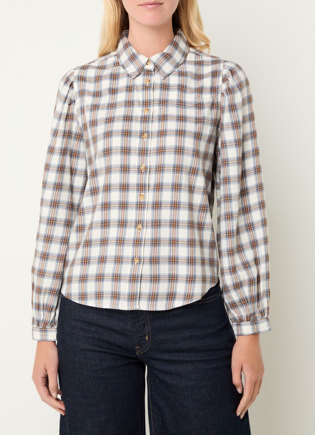 Levi's Blouse met ruitdessin - detail beige
