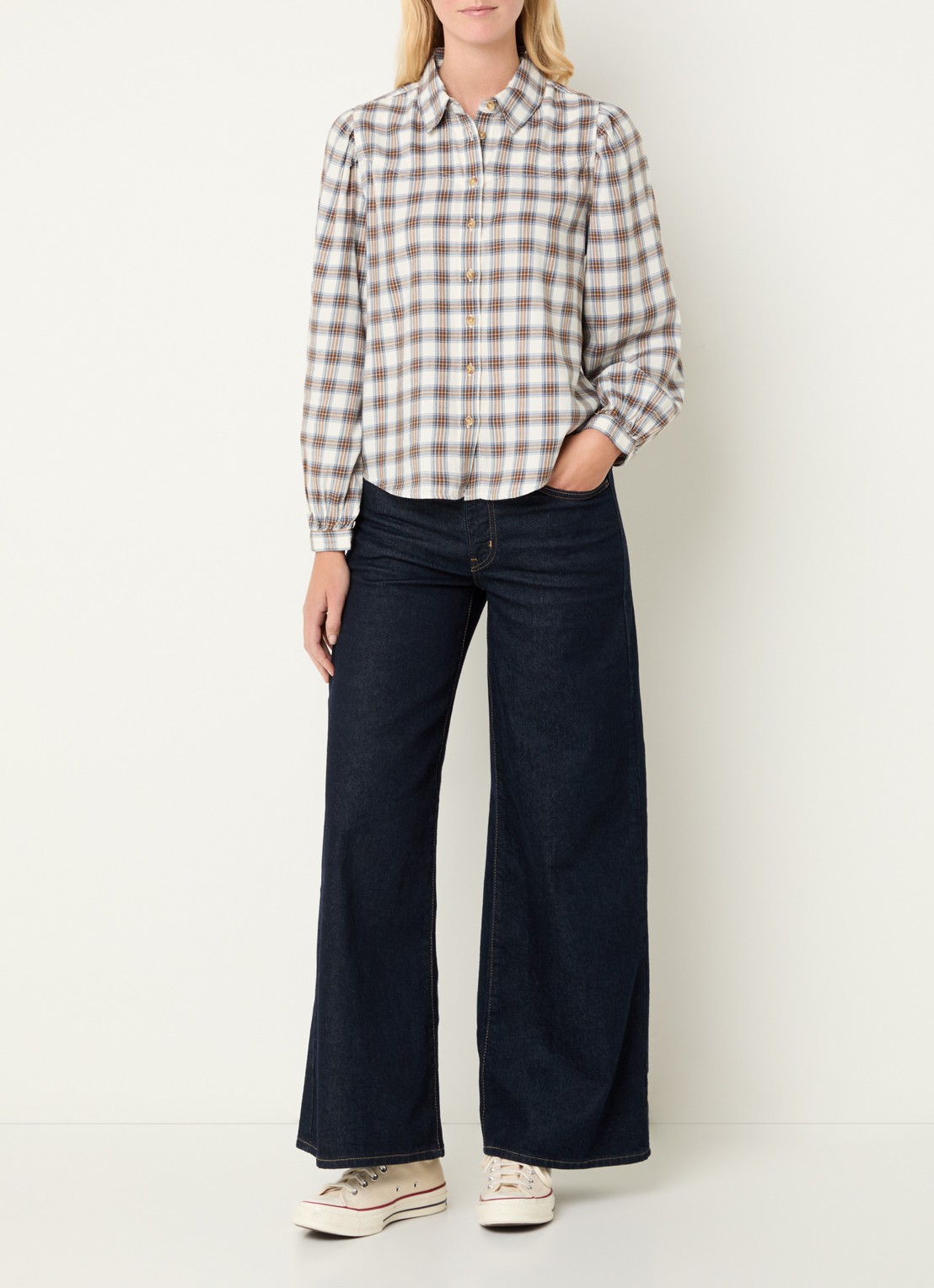 Levi's Blouse met ruitdessin - voorkant 4 beige